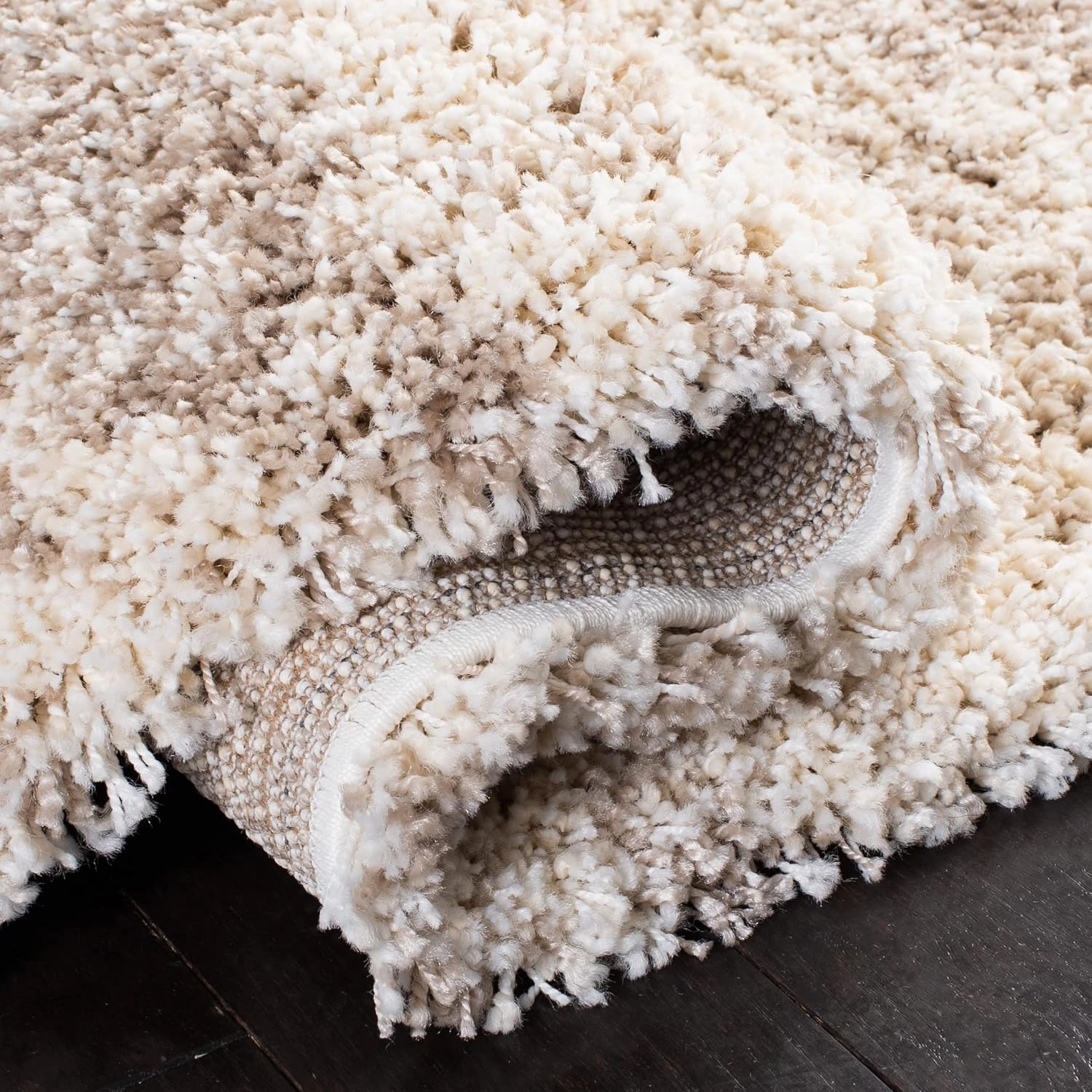 SAFAVIEH Hudson Shag Collection Area Rug - 8' x 10', Ivory & Beige, Modern Design, Non-Shedding & Easy Care, 2-inch Thick Ideal for High Traffic Areas in Living Room, Bedroom (SGH206B)