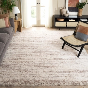 SAFAVIEH Hudson Shag Collection Area Rug - 8' x 10', Ivory & Beige, Modern Design, Non-Shedding & Easy Care, 2-inch Thick Ideal for High Traffic Areas in Living Room, Bedroom (SGH206B)