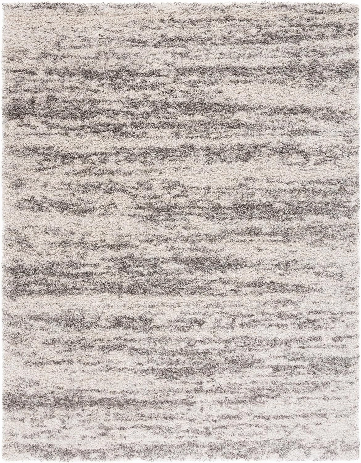 SAFAVIEH Hudson Shag Collection Area Rug - 8' x 10', Ivory & Grey, Modern Design, Non-Shedding & Easy Care, 2-inch Thick Ideal for High Traffic Areas in Living Room, Bedroom (SGH206A)