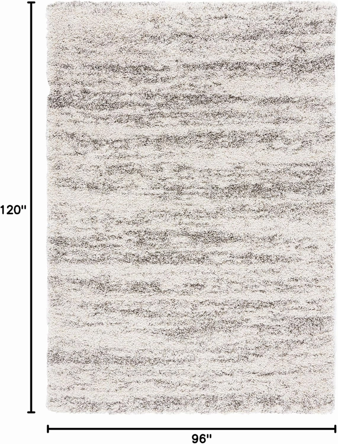 SAFAVIEH Hudson Shag Collection Area Rug - 8' x 10', Ivory & Grey, Modern Design, Non-Shedding & Easy Care, 2-inch Thick Ideal for High Traffic Areas in Living Room, Bedroom (SGH206A)