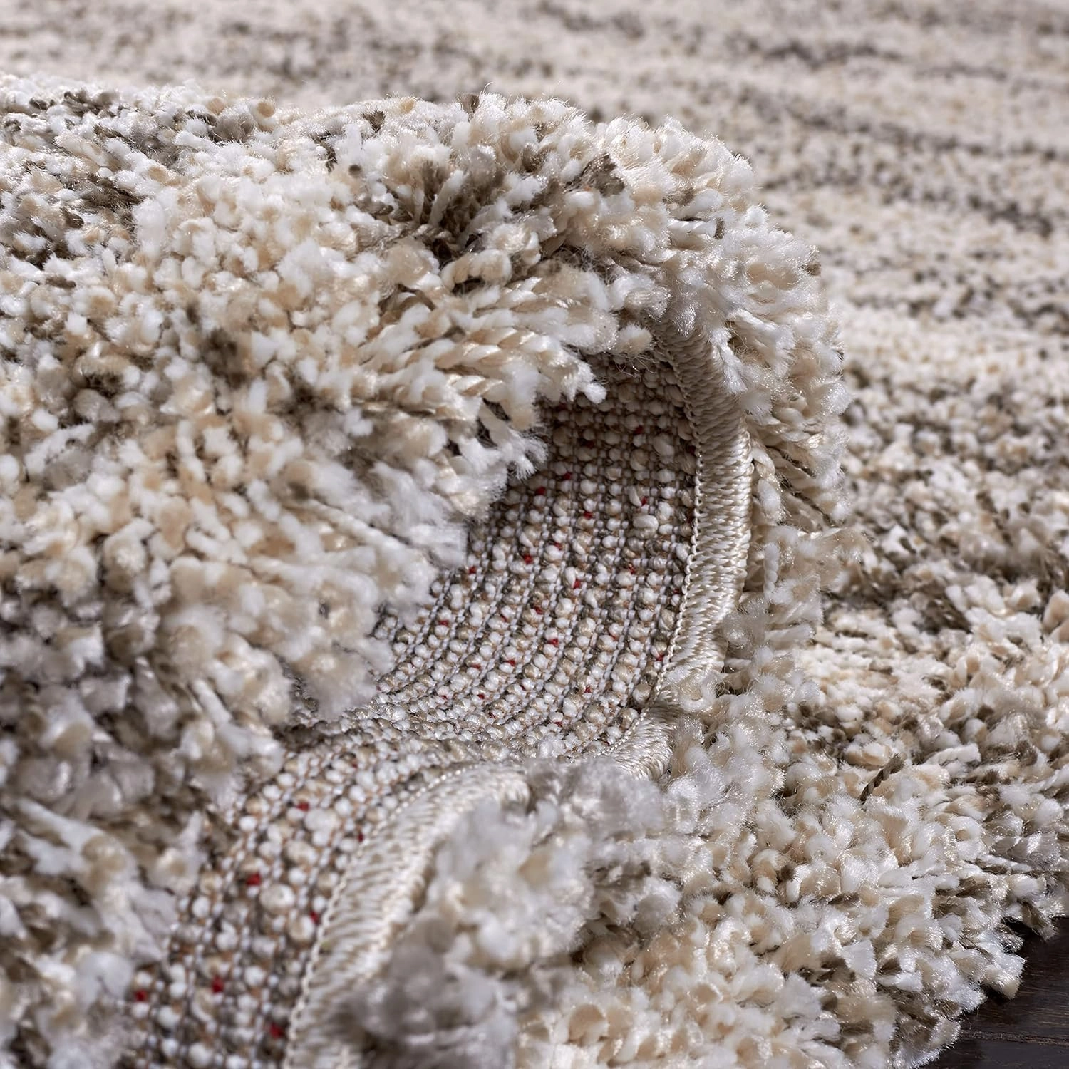SAFAVIEH Hudson Shag Collection Area Rug - 8' x 10', Ivory & Grey, Modern Design, Non-Shedding & Easy Care, 2-inch Thick Ideal for High Traffic Areas in Living Room, Bedroom (SGH206A)