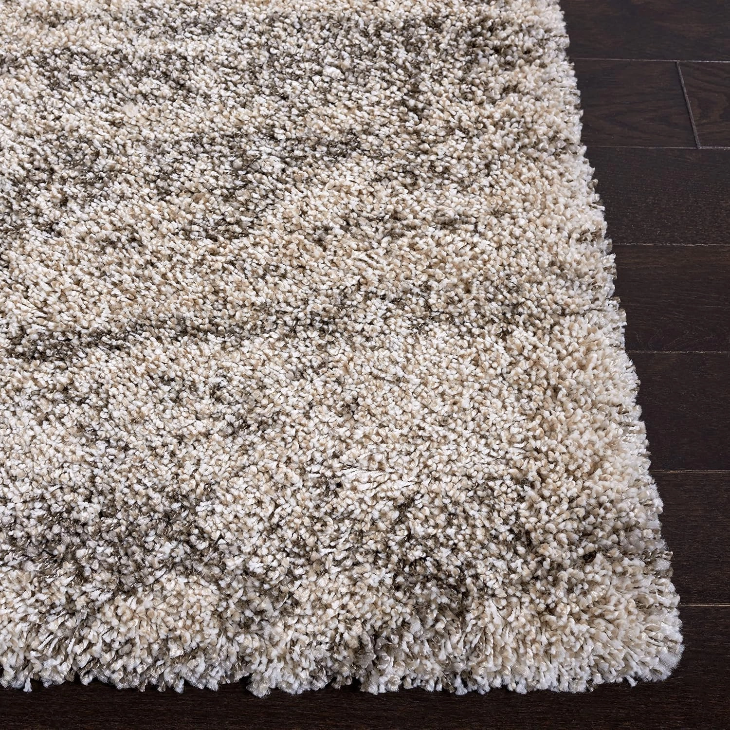SAFAVIEH Hudson Shag Collection Area Rug - 8' x 10', Ivory & Grey, Modern Design, Non-Shedding & Easy Care, 2-inch Thick Ideal for High Traffic Areas in Living Room, Bedroom (SGH206A)