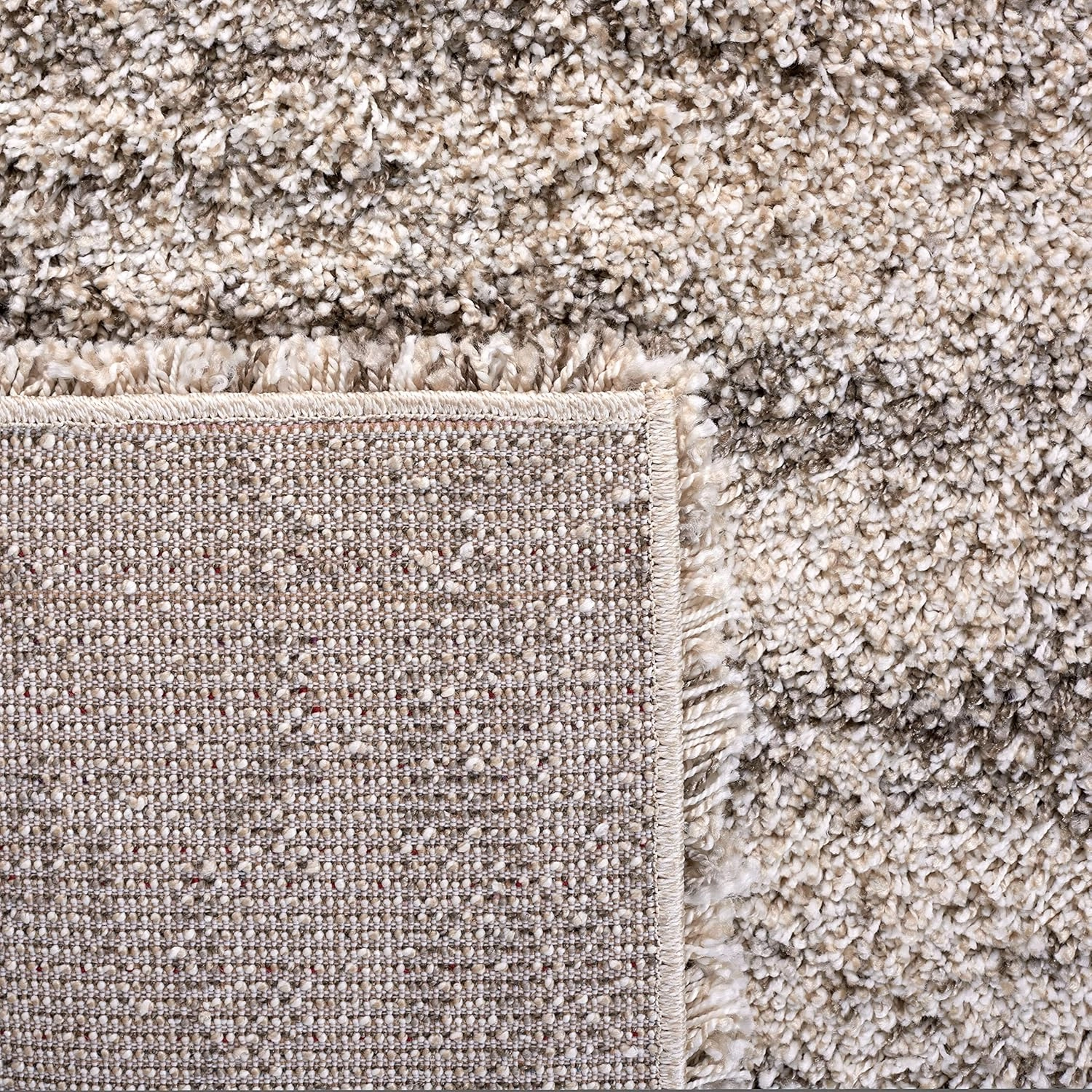 SAFAVIEH Hudson Shag Collection Area Rug - 8' x 10', Ivory & Grey, Modern Design, Non-Shedding & Easy Care, 2-inch Thick Ideal for High Traffic Areas in Living Room, Bedroom (SGH206A)