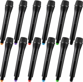 Sanwuta 6 Pcs Fake Microphone Prop Toy Plastic Microphone Prop Halloween Play Pretend Toy for Karaoke Costume Cosplay Reporter Stage Birthday Party Favors, 10.4 in