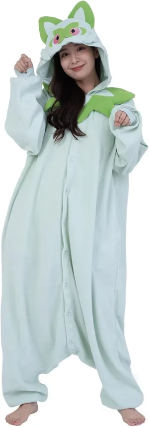 SAZAC Pokemon Sprigatito Kigurumi Onesie - Premium Adult Halloween Costume, Plush Pajamas, Durable, Machine Washable