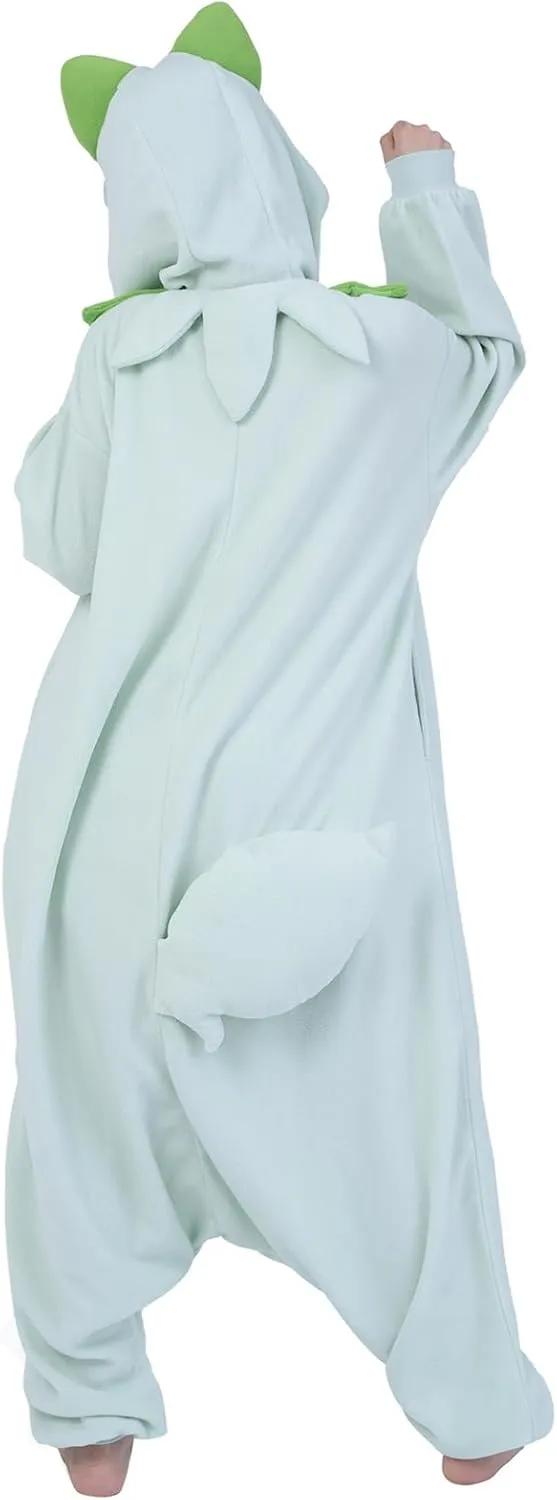 SAZAC Pokemon Sprigatito Kigurumi Onesie - Premium Adult Halloween Costume, Plush Pajamas, Durable, Machine Washable