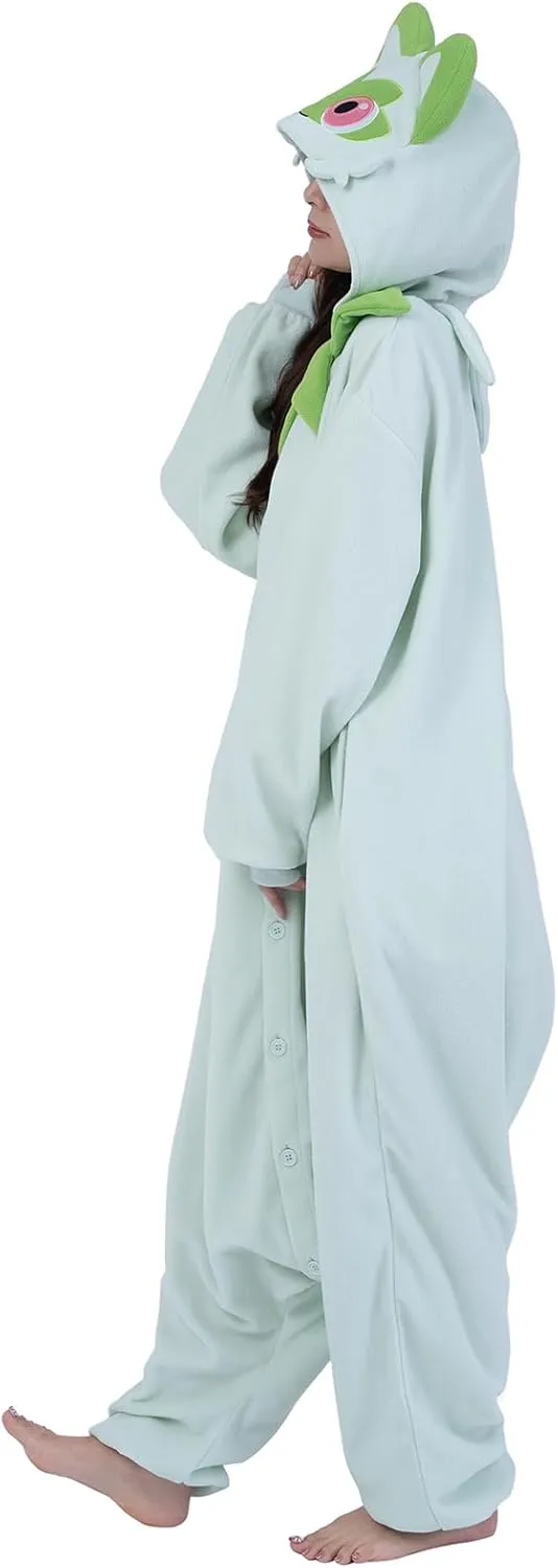 SAZAC Pokemon Sprigatito Kigurumi Onesie - Premium Adult Halloween Costume, Plush Pajamas, Durable, Machine Washable