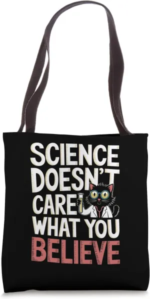 Science Doesn't Care Cat Funny Retro Design Tote Bag