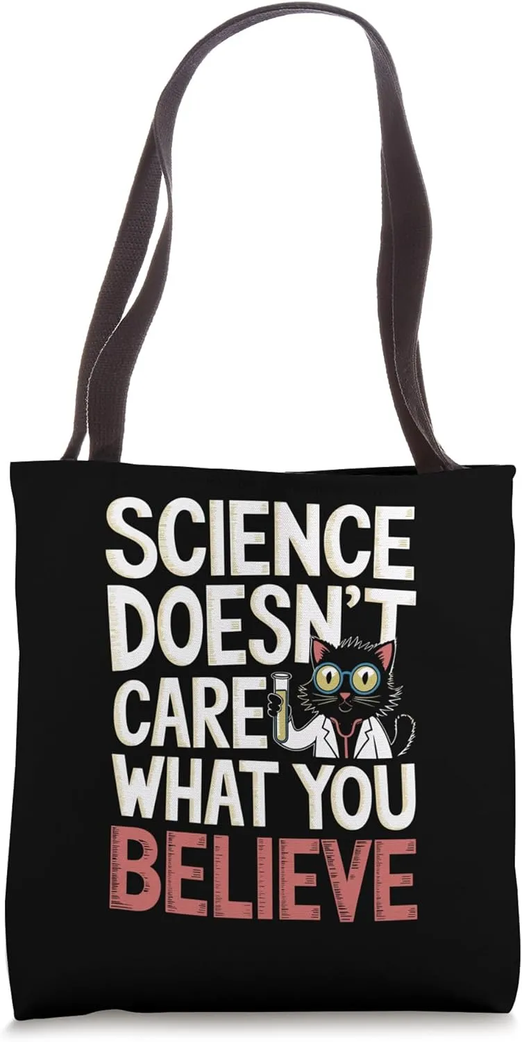 Science Doesn't Care Cat Funny Retro Design Tote Bag