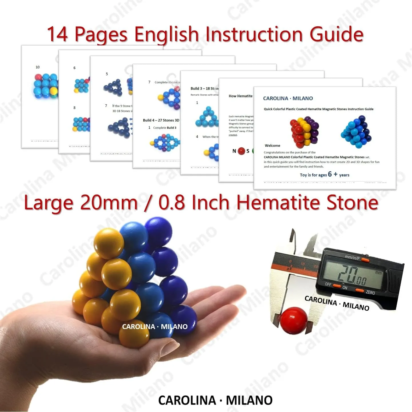 Science Kit Toy 27 PCS Colorful Hematite Magnetic Stones Large 20 mm Magnets for Age 6  Years Building Blocks, Home Office Kids Adults Intelligence Development Educational Party Gift Sphere, 27-16