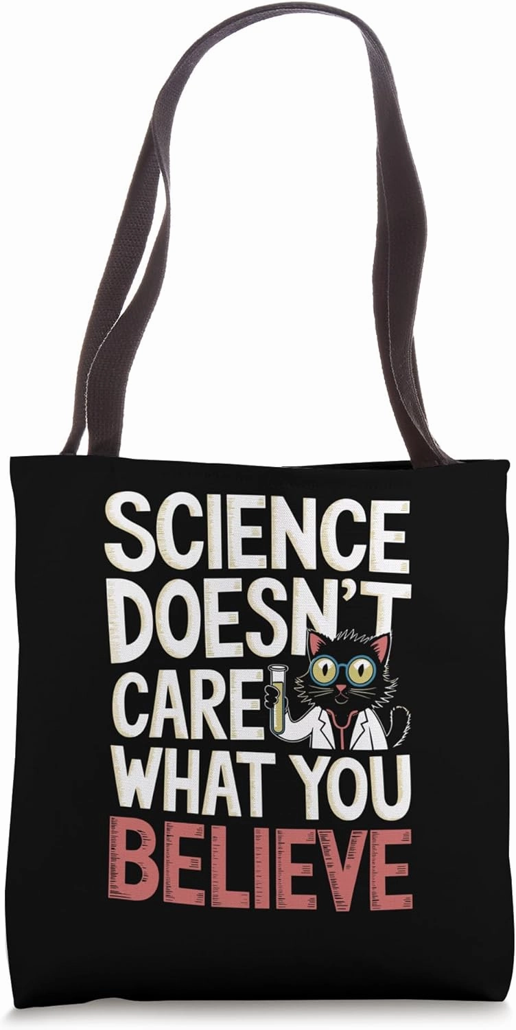 Science Doesn't Care Cat Funny Retro Design Tote Bag