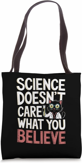 Science Doesn't Care Cat Funny Retro Design Tote Bag