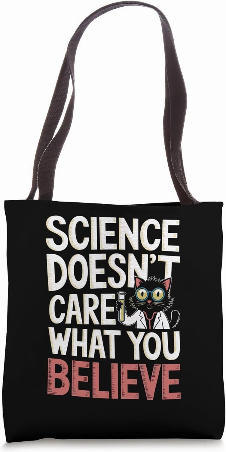 Science Doesn't Care Cat Funny Retro Design Tote Bag