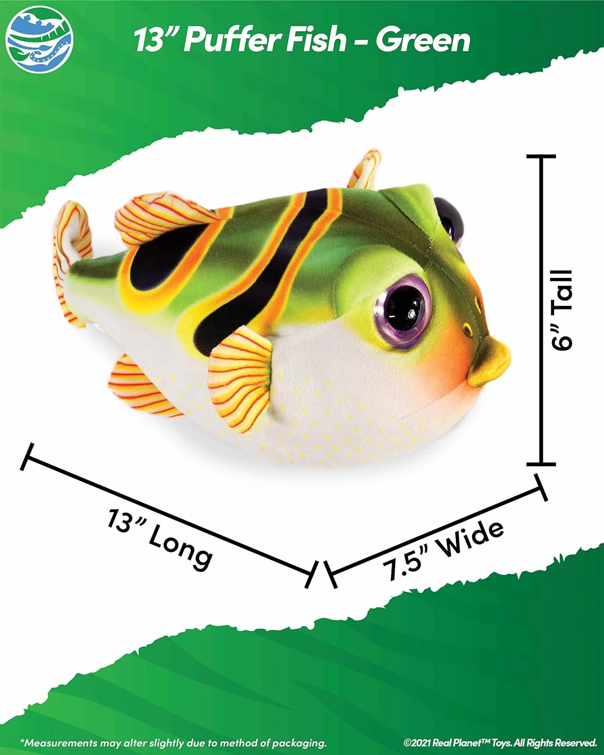 Sea Life Plush - Soft Stuffed Animal Gift for Kids All Ages, Sea Ocean Fishing Plushie, Fun Christmas Birthday Gifts (Puffer Fish, 10.5") (10.5" Long)