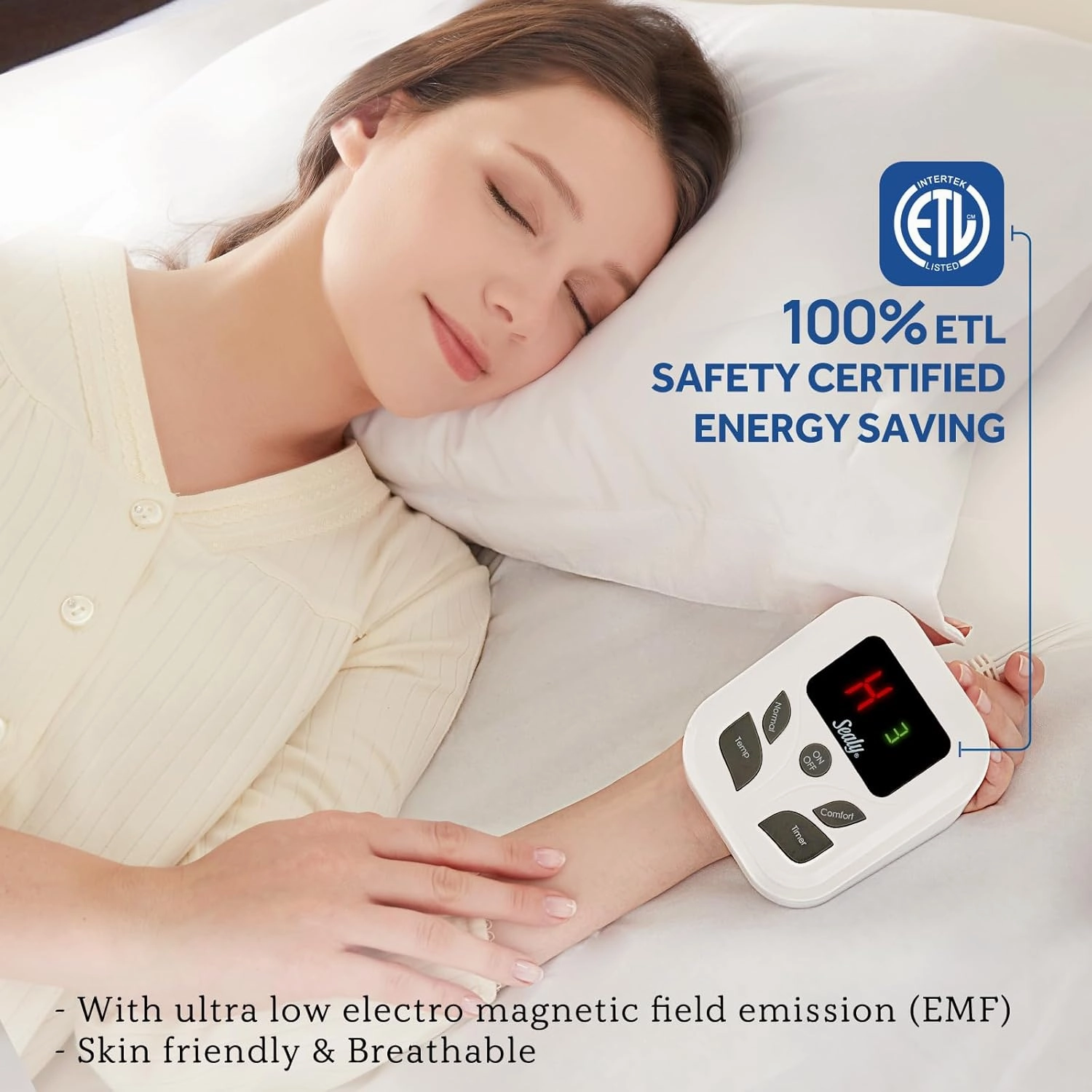 Sealy Heated Mattress Pad Twin Size with 10 Heated Settings | Electric Mattress Pad Bed Warmer 39"x75" | Auto Shut Off 1-9 Hours| Fit Up to 15 Inch Deep Pocket | Machine Washable