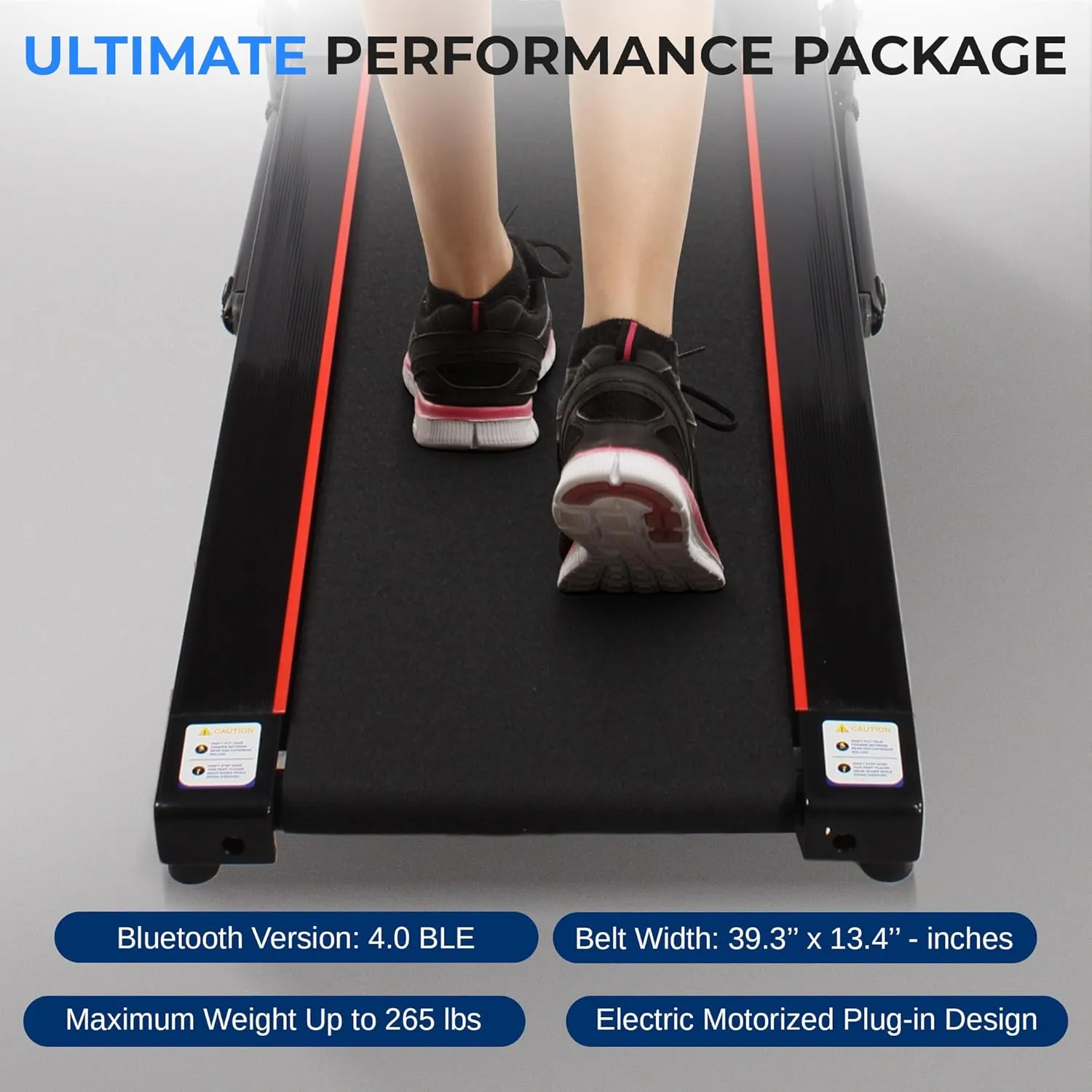 SereneLife Electric Folding Treadmill Exercise Machine - Smart Compact Digital Fitness Treadmill Workout Trainer w/Bluetooth App Sync, Manual Incline Adjustment, for Walking, Running, Gym