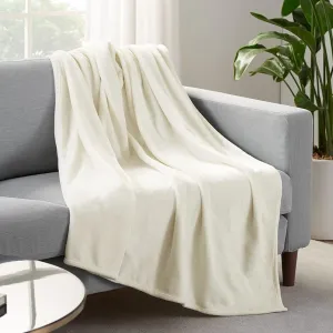 SERTA Cozy Plush Thick Fuzzy Super Soft Lightweight Throw Blanket for Bed, Couch, or Travel, Standard (50 in x 60 in), Off White