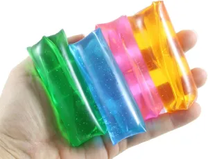 Set of 4 Small Glitter Water Trick Snake - Stress Toy - Slippery Tricky Wiggly Wiggler Tube - Squishy Wiggler Sensory Fidget Ball Can't Hold