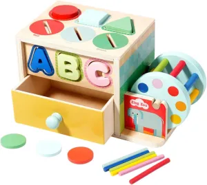 Shape Matching Toy Educational Wooden Activity Center Baby Activity Cube for Activity Sensory Exploration Creativity Birthday, Style B
