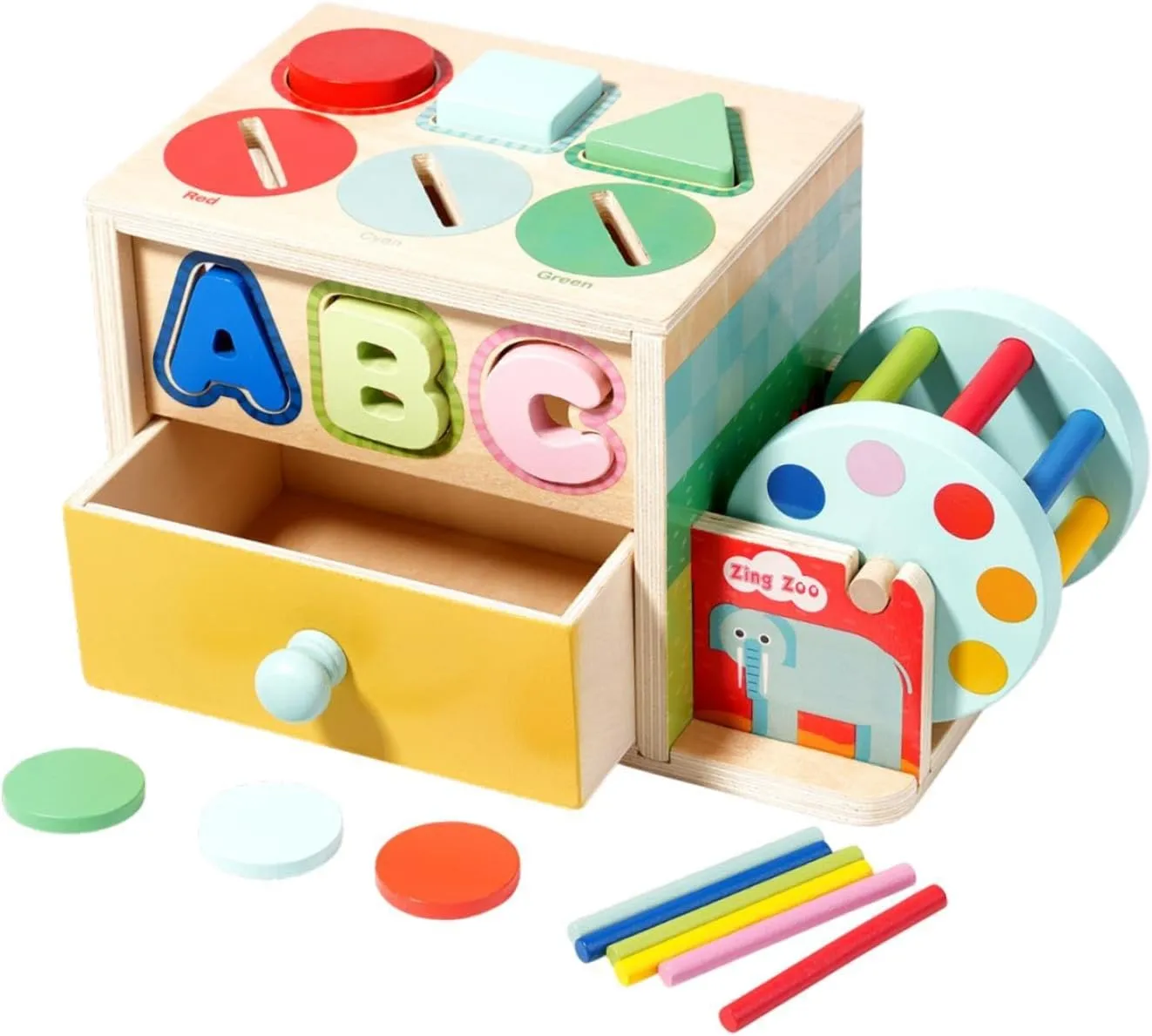 Shape Matching Toy Educational Wooden Activity Center Baby Activity Cube for Activity Sensory Exploration Creativity Birthday, Style B