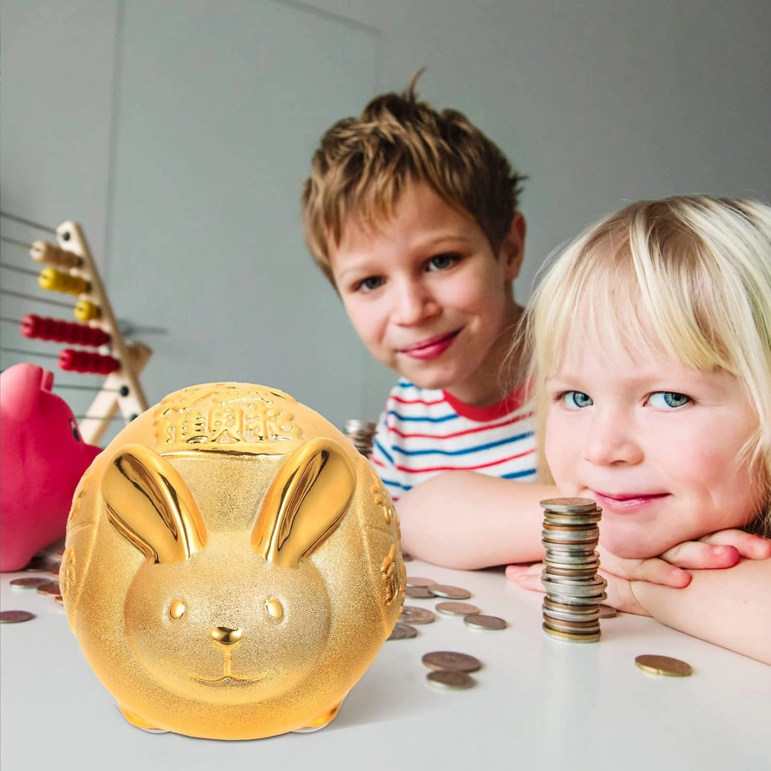 Shaped Piggy Bank Bunny Container for Boys and Girls Cute Bedroom Decor Money Storage for Boys and Girls for Year