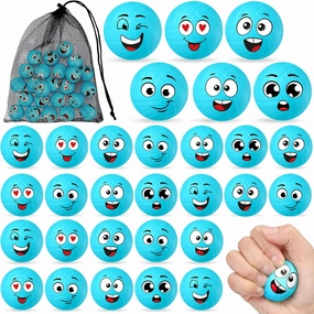 Shappy 48 Pcs Mini Volleyball Stress Balls 1.57" Squeeze Sports Stress Volleyball Ball Bulk with Black Mesh Drawstring Bag 6 Style Emotion Foam Volleyball Toys for Kid Birthday Party Favor (Blue)