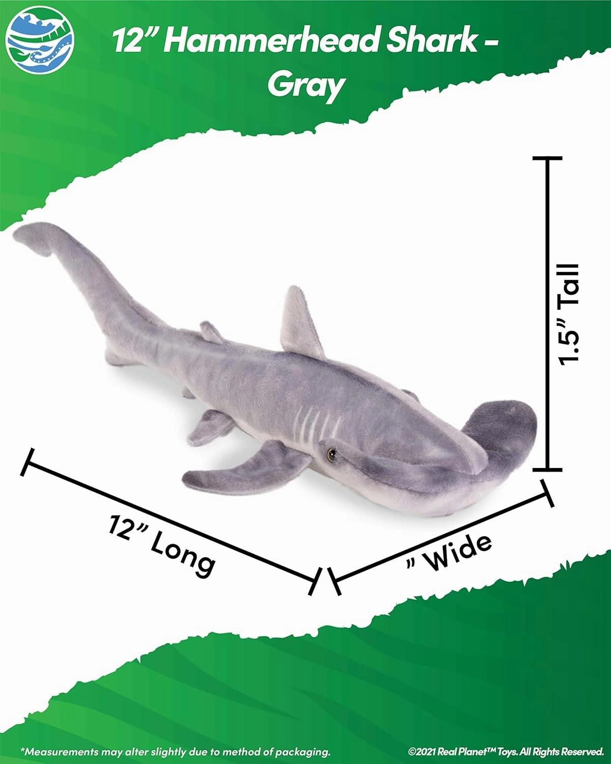 Shark Plush Toy - Realistic Stuffed Animal Gift for Kids All Ages, Sea Creature Shark Plushie, Christmas Birthday Gifts (Gray Hammerhead, 16") (16" Long)
