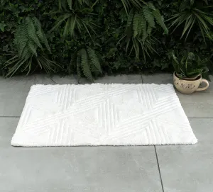 SHIKARA Soft Cotton Shower Mats for Bathroom - Durable Bath Rug with Anti-Skid Backing, Highly Absorbent - 32x20 Inches White Dove