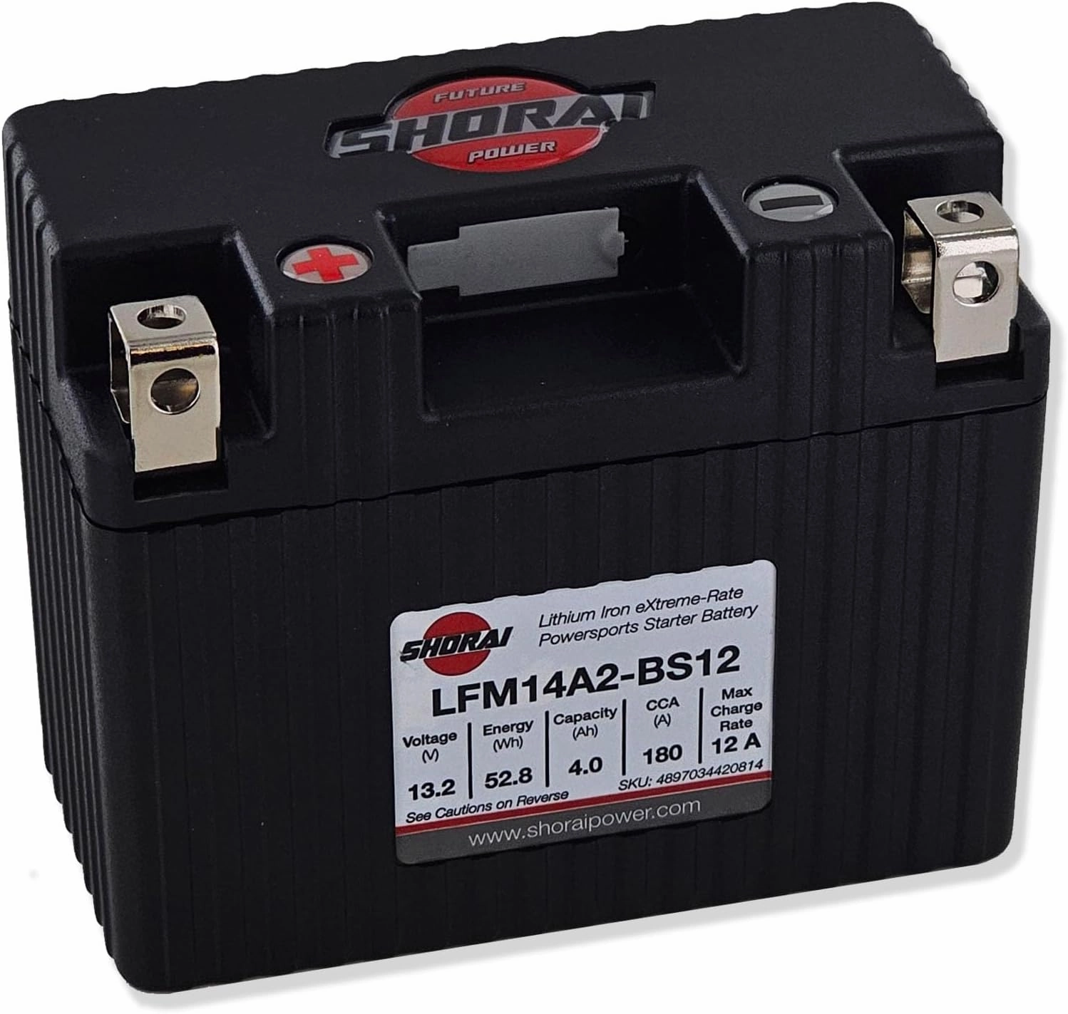 Shorai LFM Lithium-iron Battery w/BMS, LFM14A2-BS12, 4.0Ah 13.2V, 52.8WHr, "A" Type, Case 2