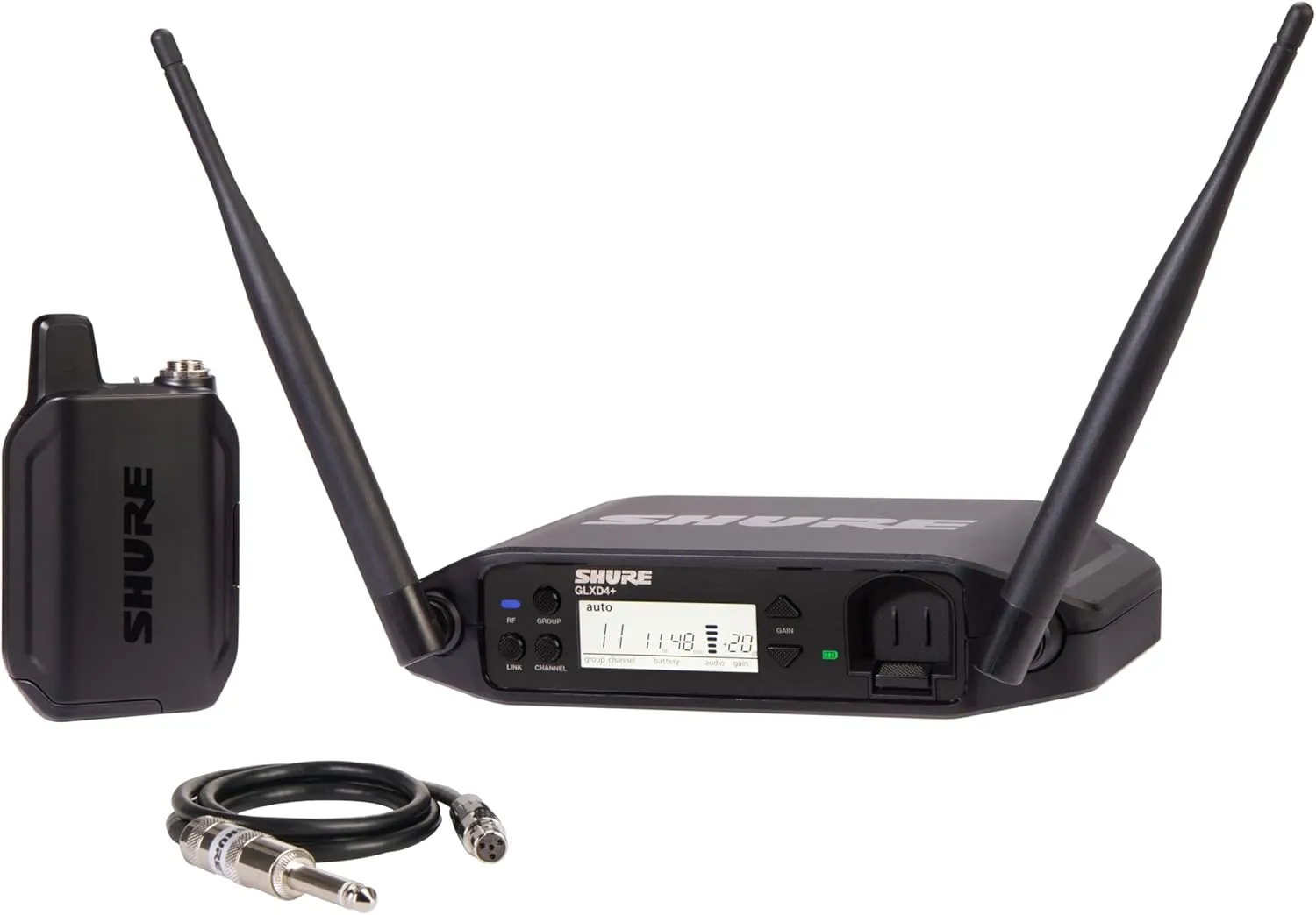 Shure GLXD14  Dual Band Pro Digital Wireless System for Guitar and Bass - 12-Hour Battery Life, 100 ft Range | Includes 1/4" Jack Instrument Cable & Single Channel Receiver (GLXD14 -Z3)
