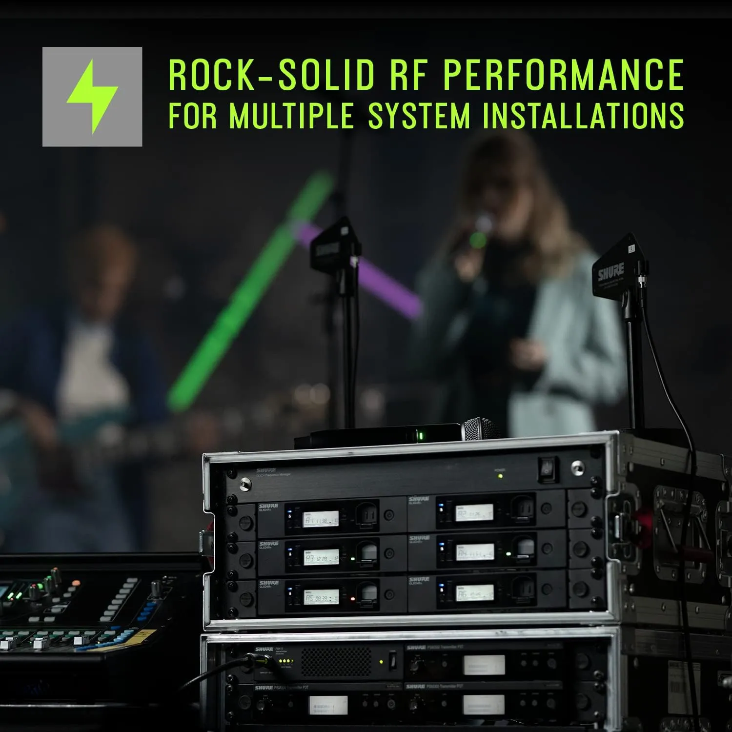 Shure GLXD14R  Dual Band Pro Digital Wireless System for Guitar and Bass - 12-Hour Battery Life, 100 ft Range | Includes 1/4" Jack Instrument Cable & Single Channel Rack Mount Receiver (GLXD14R -Z3)