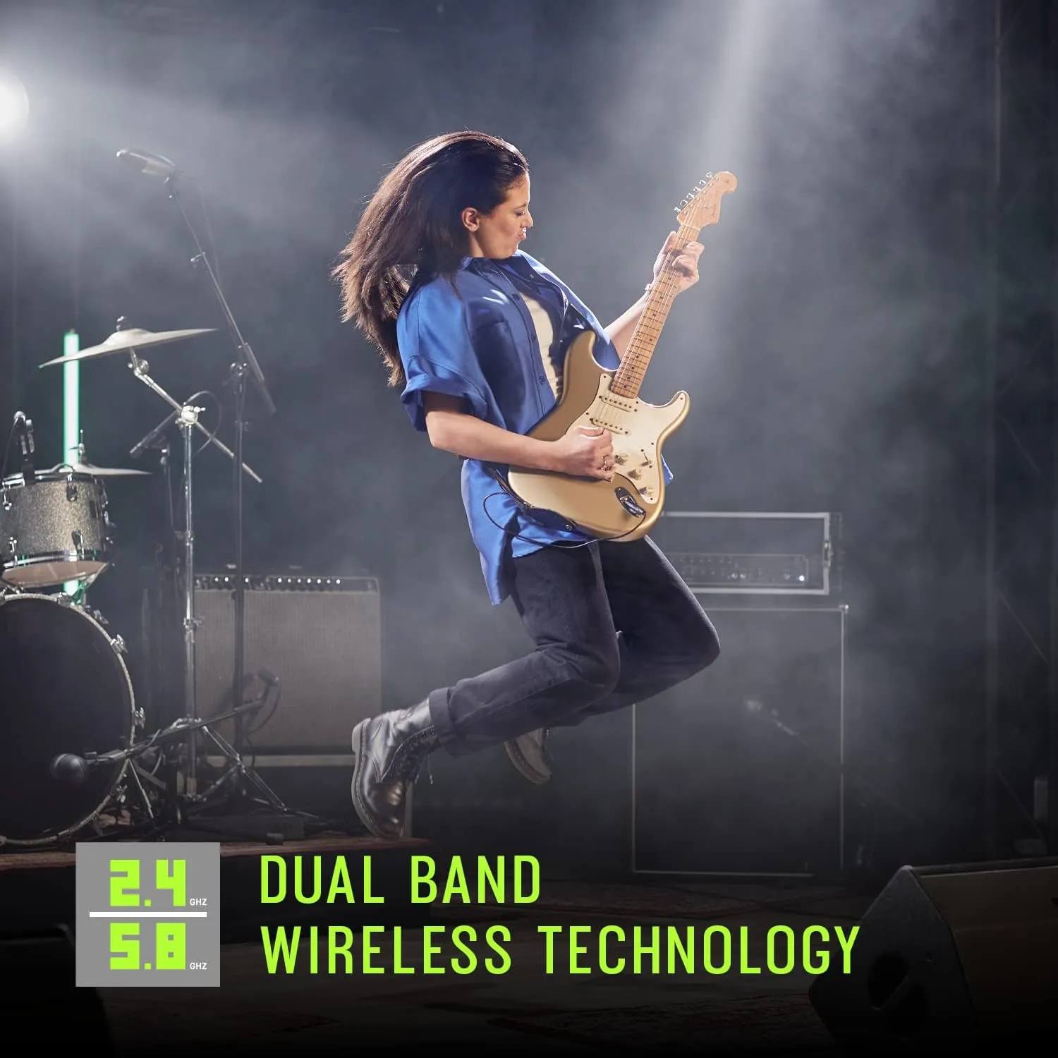 Shure GLXD14R  Dual Band Pro Digital Wireless System for Guitar and Bass - 12-Hour Battery Life, 100 ft Range | Includes 1/4" Jack Instrument Cable & Single Channel Rack Mount Receiver (GLXD14R -Z3)