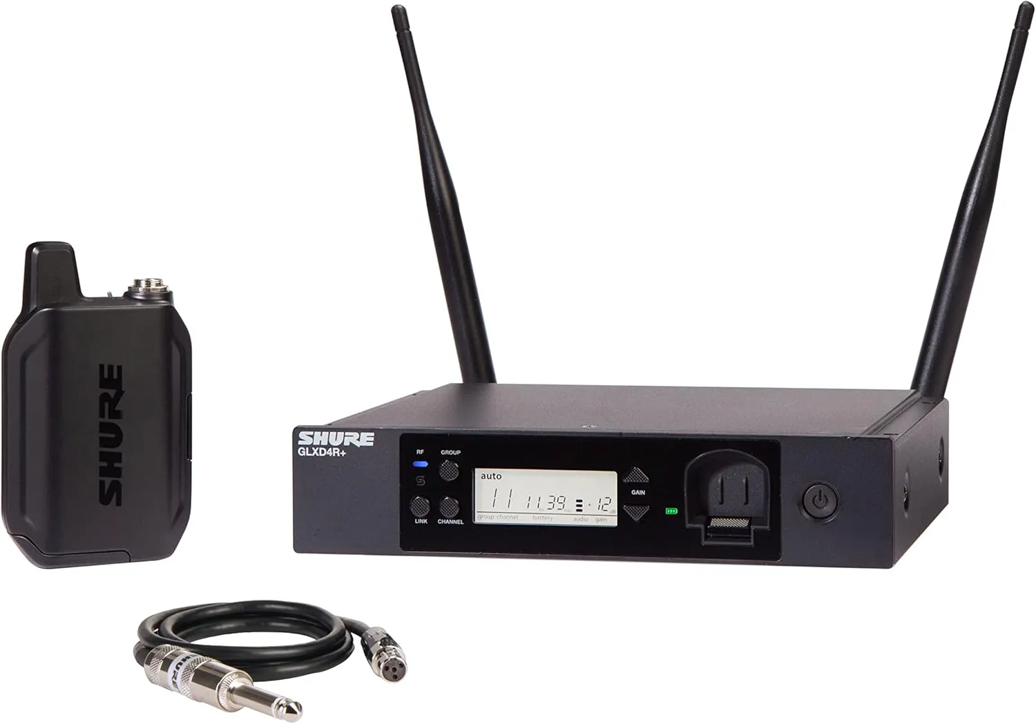 Shure GLXD14R  Dual Band Pro Digital Wireless System for Guitar and Bass - 12-Hour Battery Life, 100 ft Range | Includes 1/4" Jack Instrument Cable & Single Channel Rack Mount Receiver (GLXD14R -Z3)
