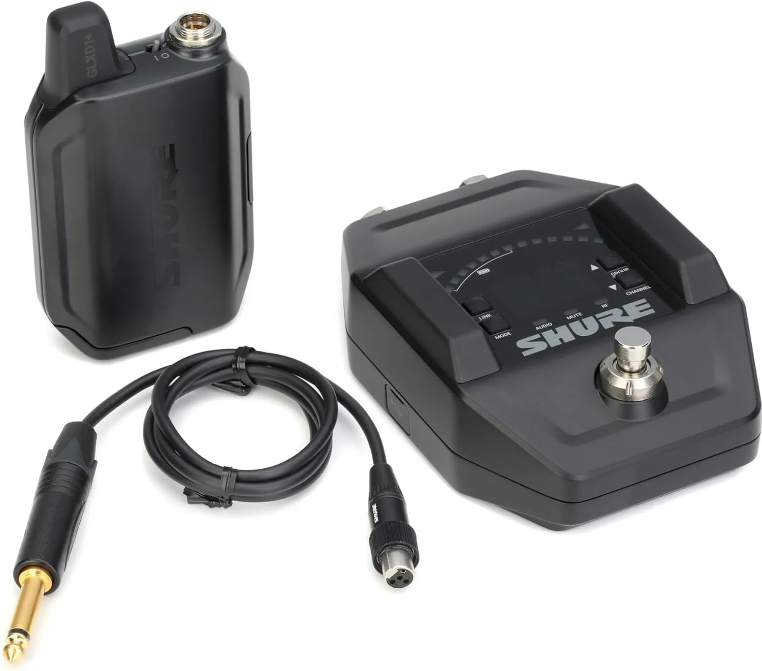 Shure GLXD16  Dual Band Pro Digital Wireless System with Pedal Receiver for Guitar & Bass - 12-Hour Battery Life, 100 ft Range | Includes WA305 Premium Cable with 1/4" Jack (GLXD16 -Z3)