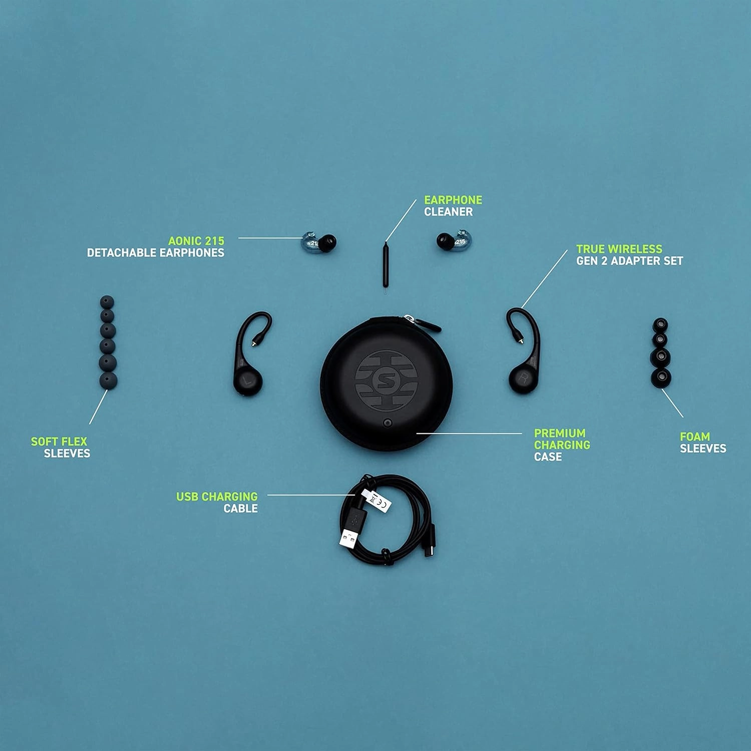 Shure AONIC 215 TW2 True Wireless Sound Isolating Earbuds with Bluetooth 5 Technology, Premium Audio with Deep Bass, Secure Fit Over-the-Ear, 32 Hour Battery Life, Fingertip Controls - (Gen 2) - Blue