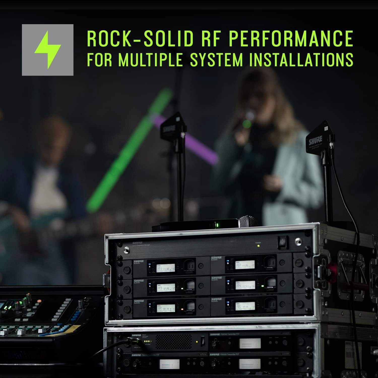 Shure GLXD14R  Dual Band Pro Digital Wireless System for Guitar and Bass - 12-Hour Battery Life, 100 ft Range | Includes 1/4" Jack Instrument Cable & Single Channel Rack Mount Receiver (GLXD14R -Z3)