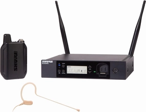 Shure GLXD14R /MX53 Dual Band Pro Digital Wireless Microphone System - 12-Hour Battery Life, 100 ft Range | MX153 Headset Mic, Single Channel Rack Mount Receiver (GLXD14R /MX53-Z3)