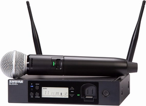 Shure GLXD24R /SM58 Dual Band Pro Digital Wireless Microphone System - 12-Hour Battery Life, 100 ft Range | SM58 Handheld Vocal Mic, Single Channel Rack Mount Receiver (GLXD24R /SM58-Z3)