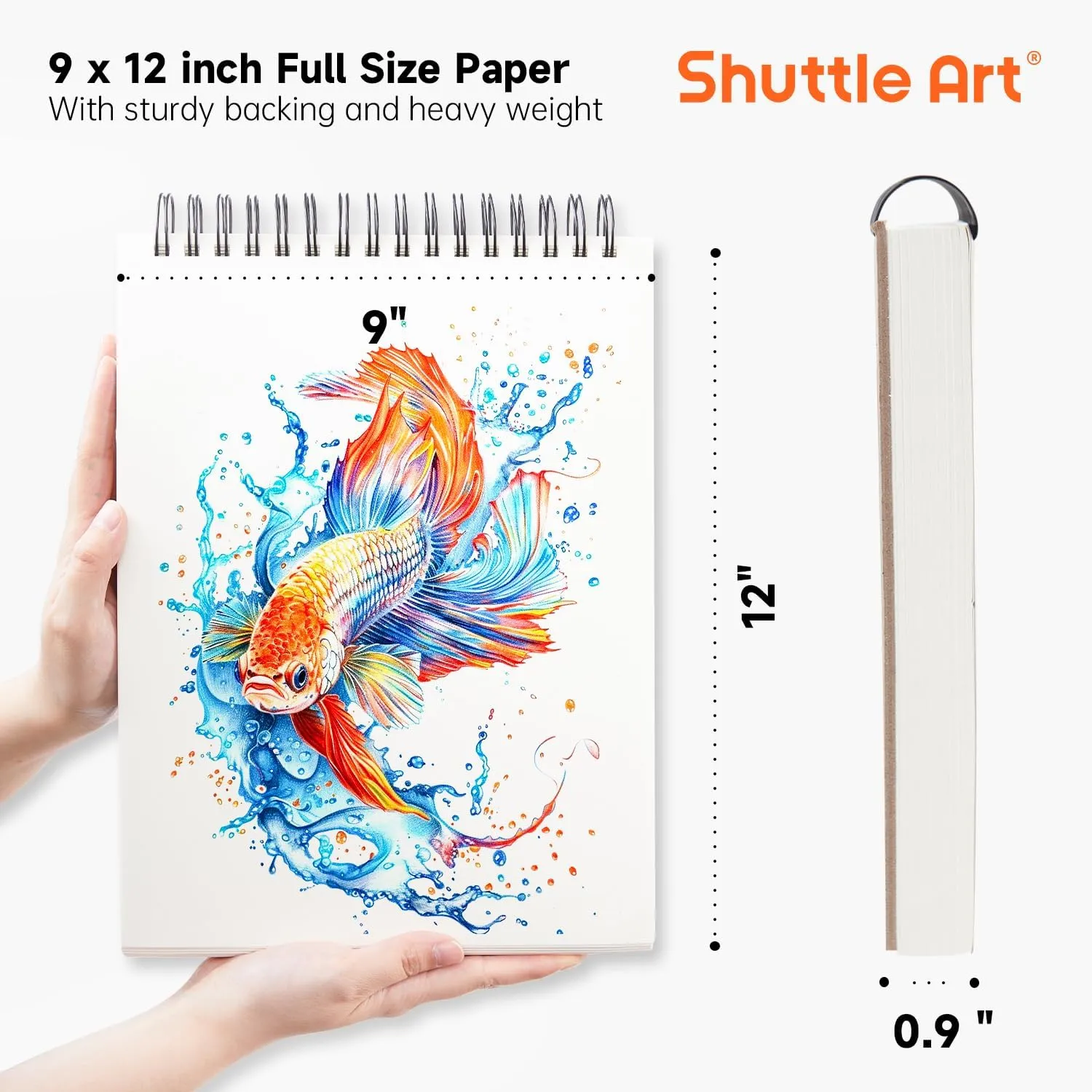 Shuttle Art 9”x12” Sketch Pad, 260 Sheets (68lb/100gsm) Drawing Pad, Pack of 2, 130 Sheets Each, Spiral Bound Sketch Book, Durable Acid-Free Drawing Paper, Great Sketch Pad for Kids, Teens & Adults