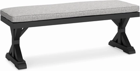 Signature Design by Ashley Beachcroft Casual Weather Resistant Outdoor Bench with Cushion, Light Gray & Black