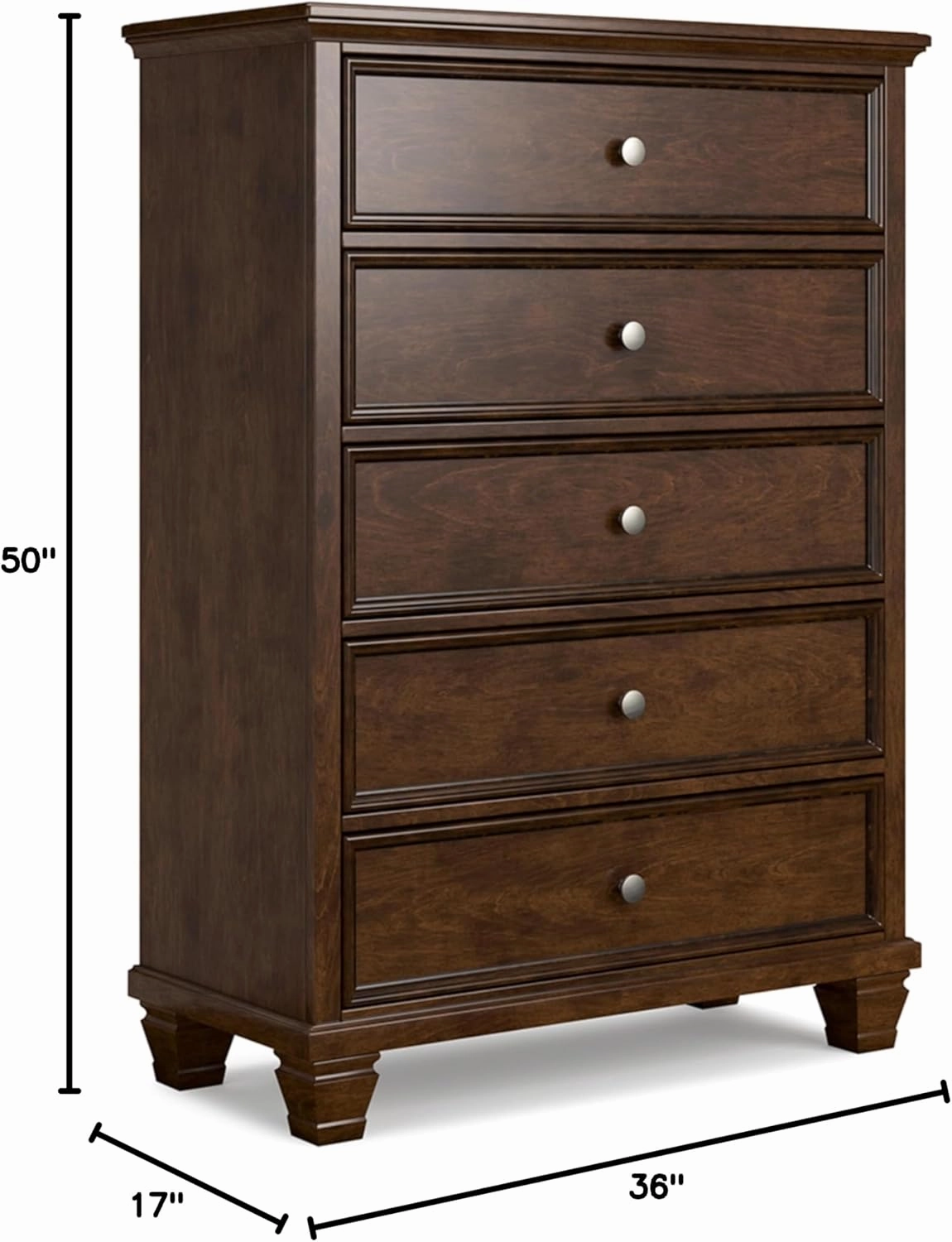 Signature Design by Ashley Danabrin Traditional 5 Drawer Chest for Bedroom, Dark Brown