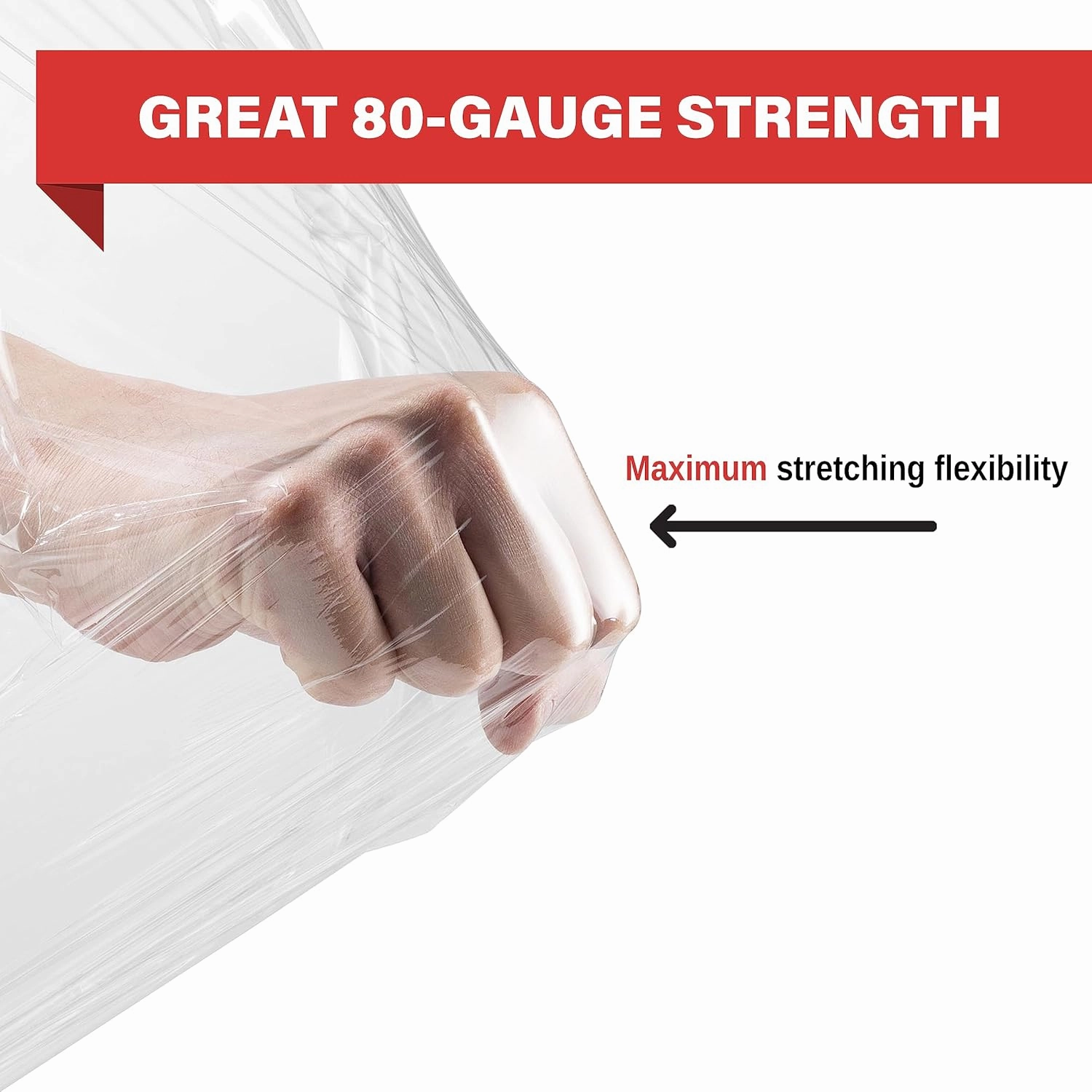 Simply Cool Stretch Wrap Industrial Strength Extra Thick 17.5" 1100 SqFt 80 Gauge (20 Micron) 1 Pack Shrink Wrap Roll for Moving Supplies, Furniture, Pallet Wrapping, Packing, Heavy Duty Stretch Film