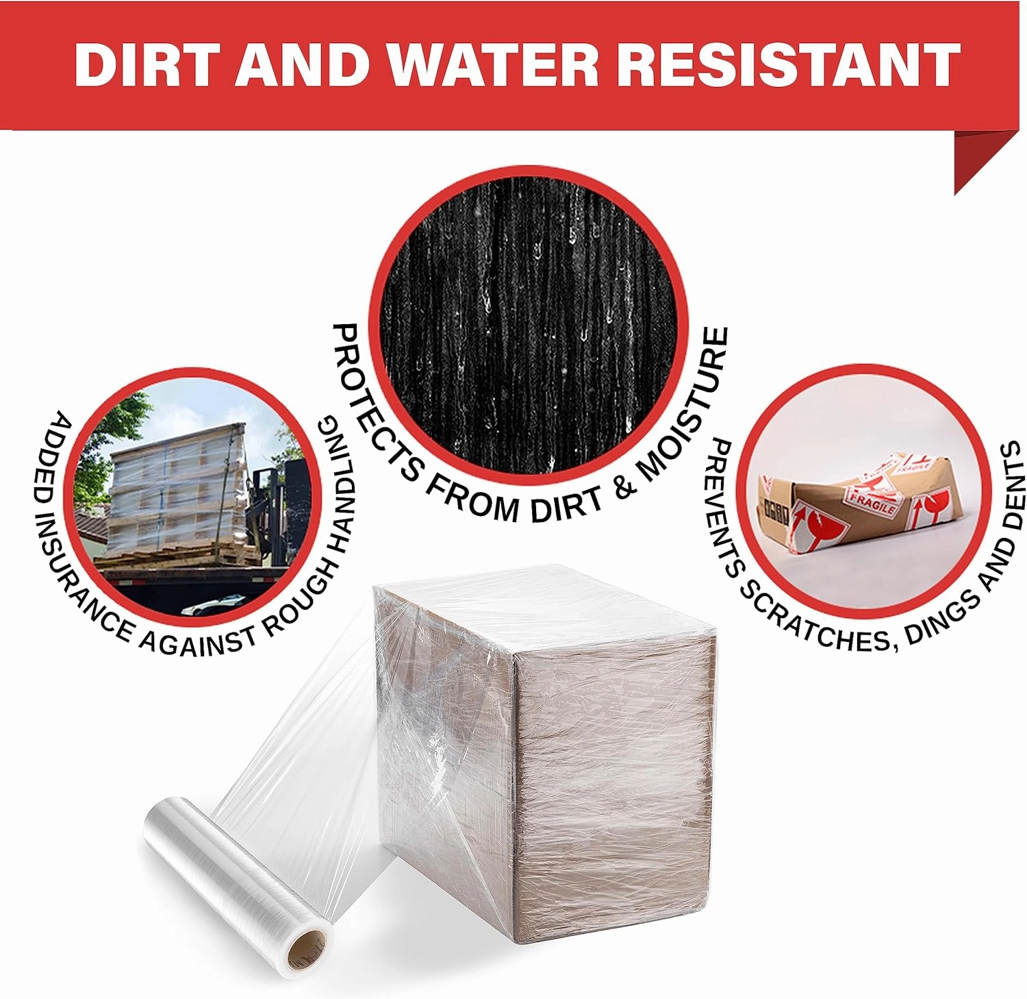 Simply Cool Stretch Wrap Industrial Strength Extra Thick 17.5" 1100 SqFt 80 Gauge (20 Micron) 1 Pack Shrink Wrap Roll for Moving Supplies, Furniture, Pallet Wrapping, Packing, Heavy Duty Stretch Film