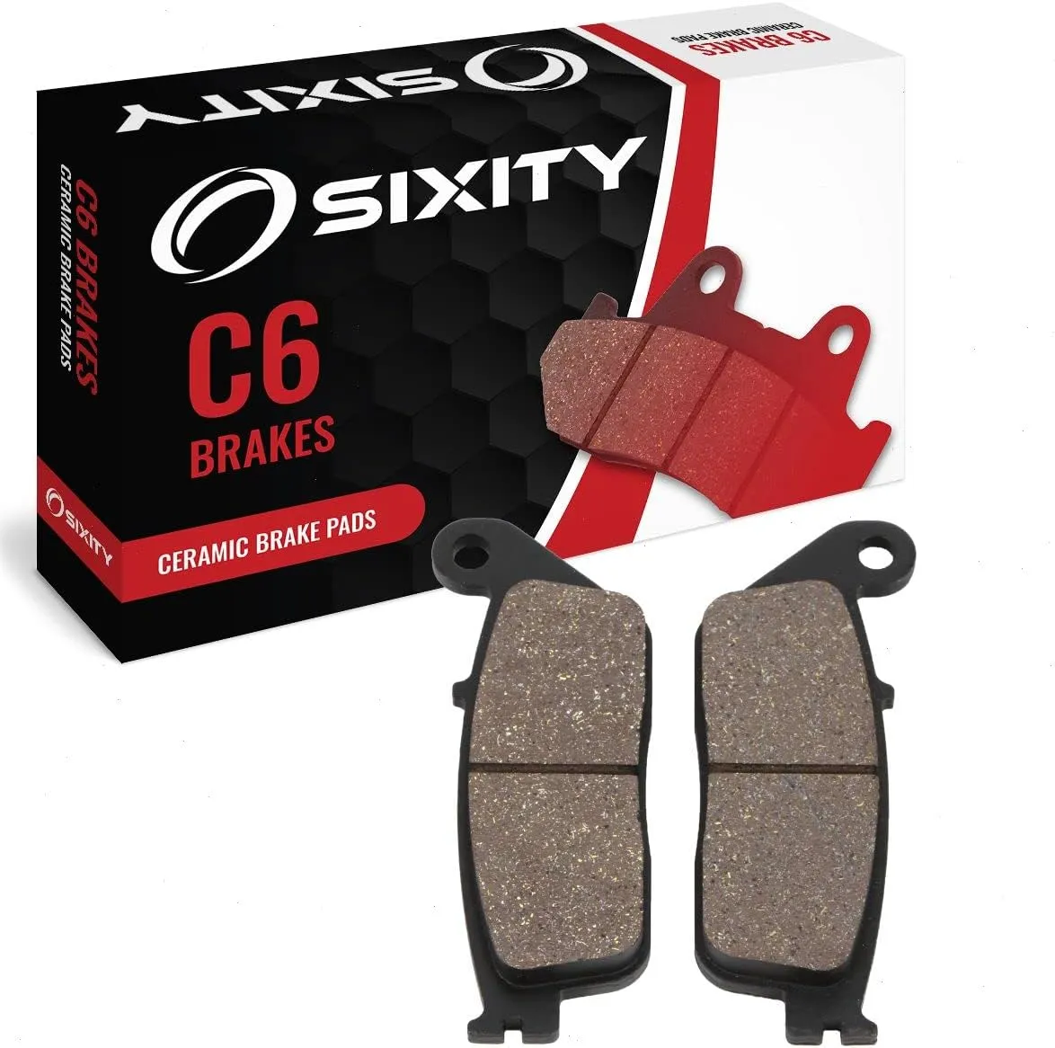 Sixity C6 Front Ceramic Brake Pads compatible with Daelim Roadwin 125 2004-2009 Complete Set