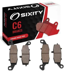 Sixity C6 Front Rear Ceramic Brake Pads compatible with Kawasaki VN900C Vulcan 900 Custom C7F C8F C9F CAF CBF CCF CDCA CFF Cast Wheels 2007-2015 Complete Set