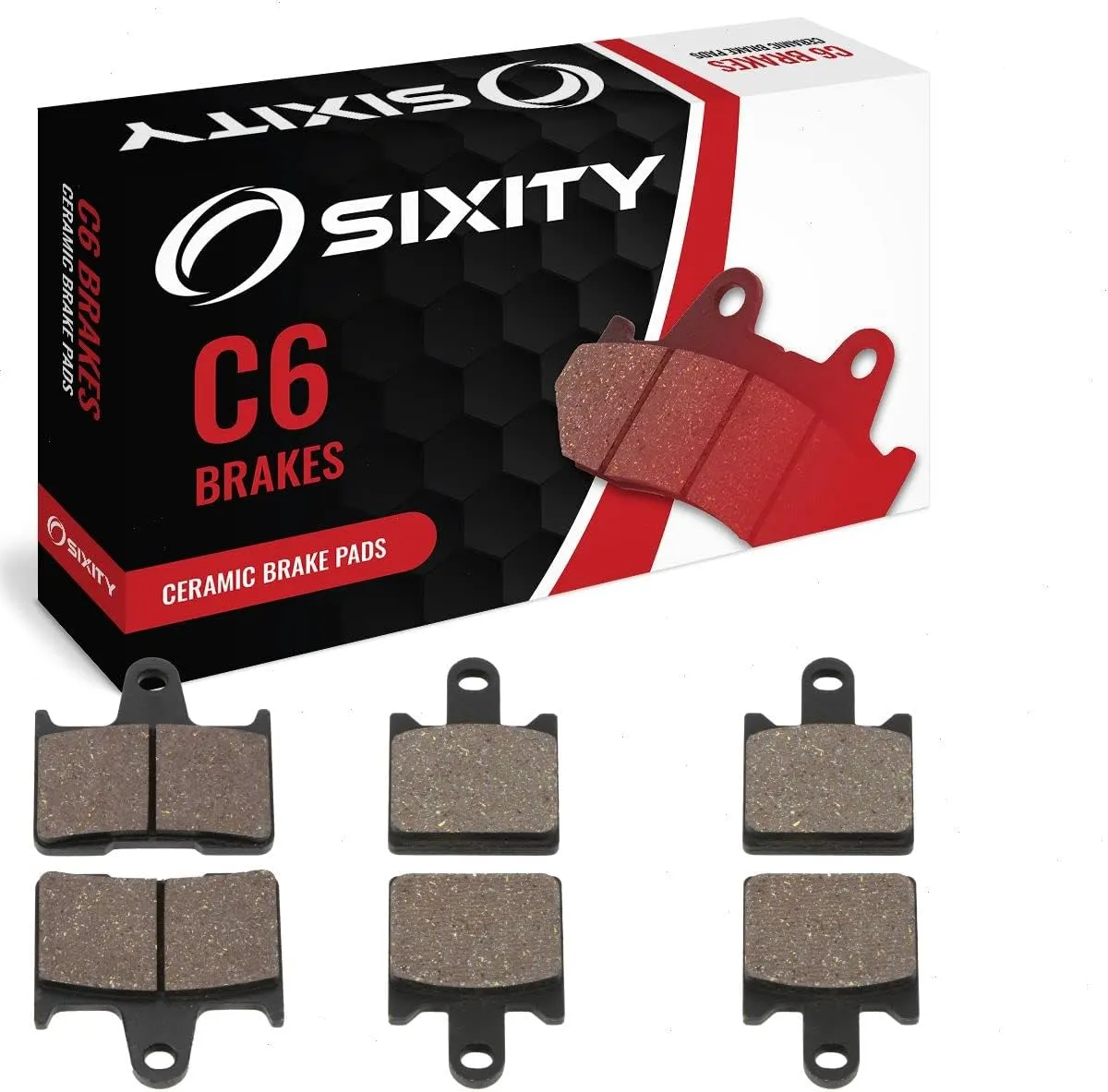 Sixity C6 Front Rear Ceramic Brake Pads compatible with Kawasaki ZG1400 Concours ABS A8F A9F CAF CBF CCF CDF CEF 2008-2014 Complete Set