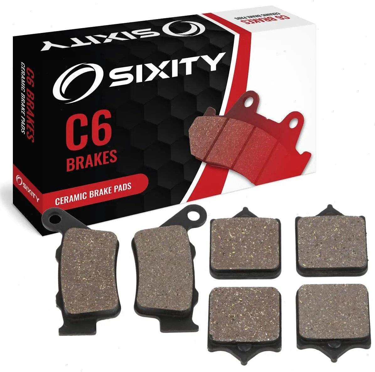 Sixity C6 Front Rear Ceramic Brake Pads compatible with KTM 690 Duke 4 pad caliper 2008-2011 Complete Set