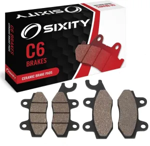 Sixity C6 Rear Ceramic Brake Pads compatible with Yamaha YXR700F Rhino 700 FI Ducks Unlimited 2009 Complete Set