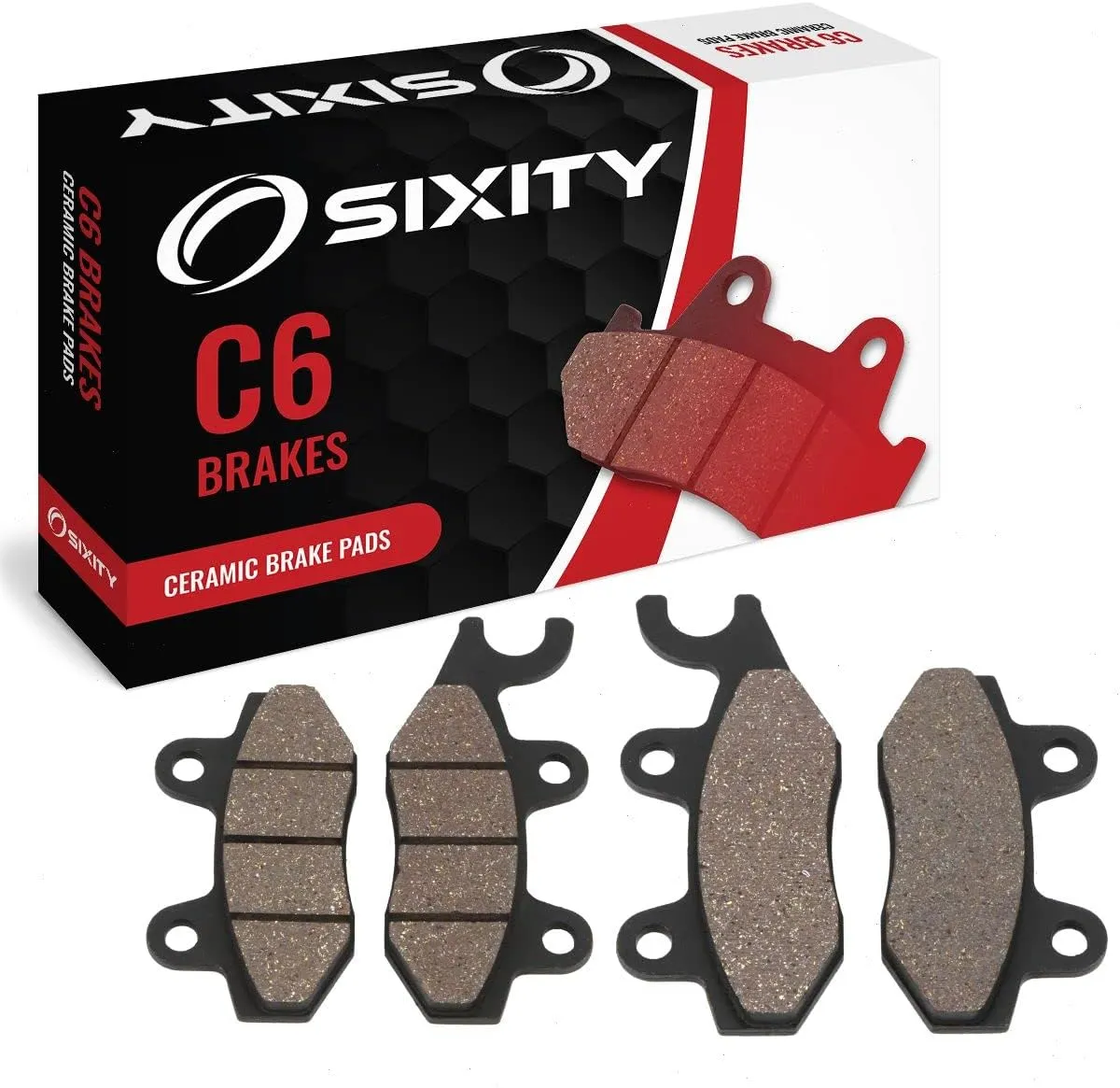 Sixity C6 Rear Ceramic Brake Pads compatible with Yamaha YXR700F Rhino 700 FI Ducks Unlimited 2009 Complete Set