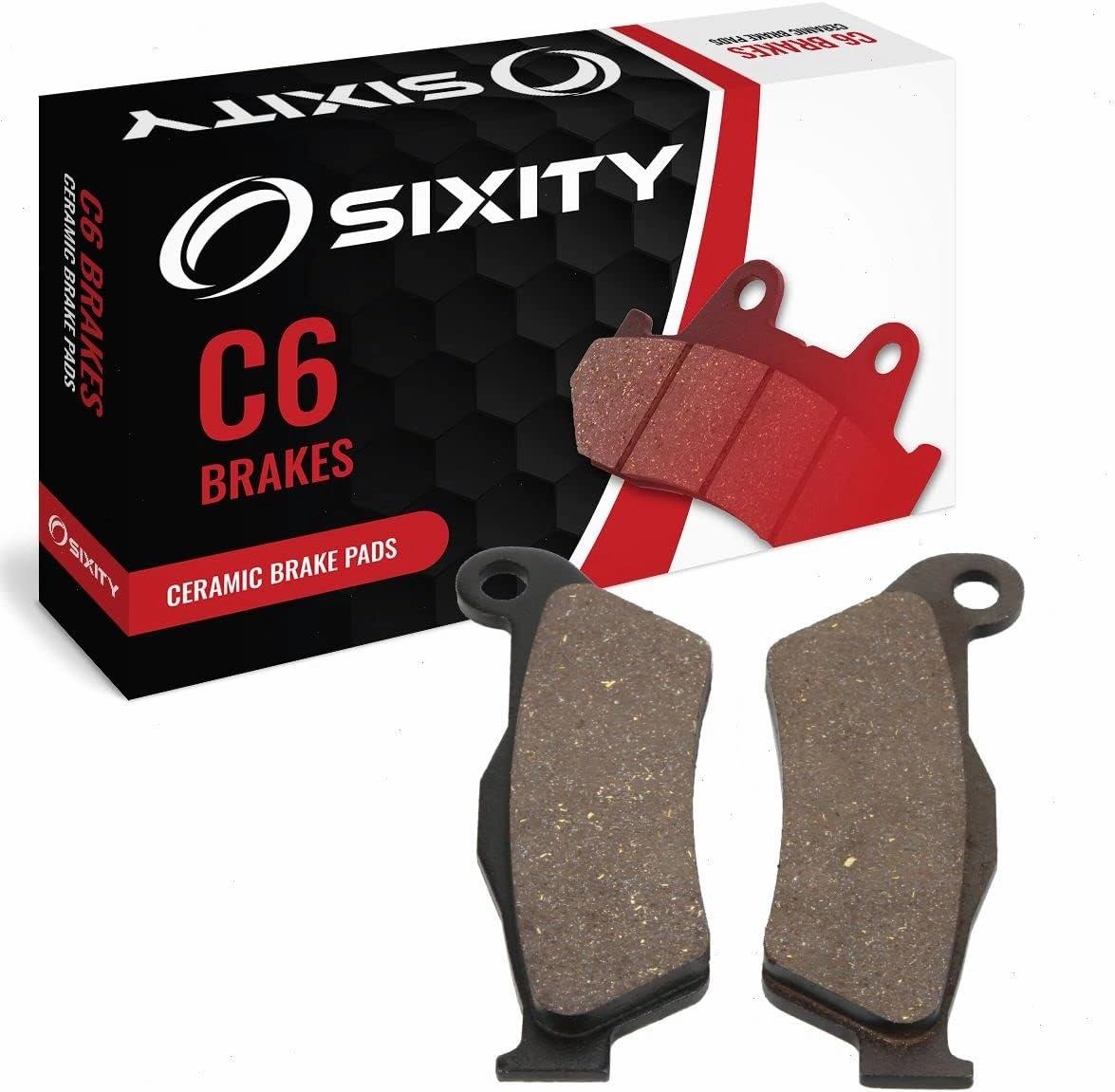 Sixity C6 Front Ceramic Brake Pads compatible with Husqvarna CR125 45mm Marzocchi forks 60mm Caliper Mount Centers 2002-2004 Complete Set